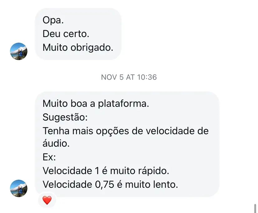 Print de depoimento de aluno