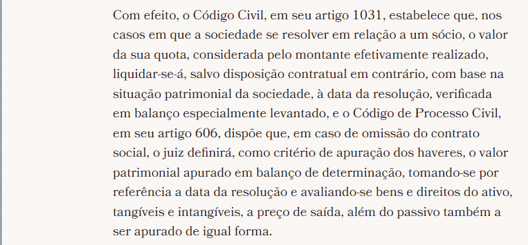 APURAÇÃO DE HAVERES NA RETIRADA OU EXCLUSÃO DE SÓCIO | Descomplicont
